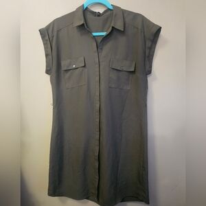 Express Women's Size M Shirt Dress Military Brownish Green Color